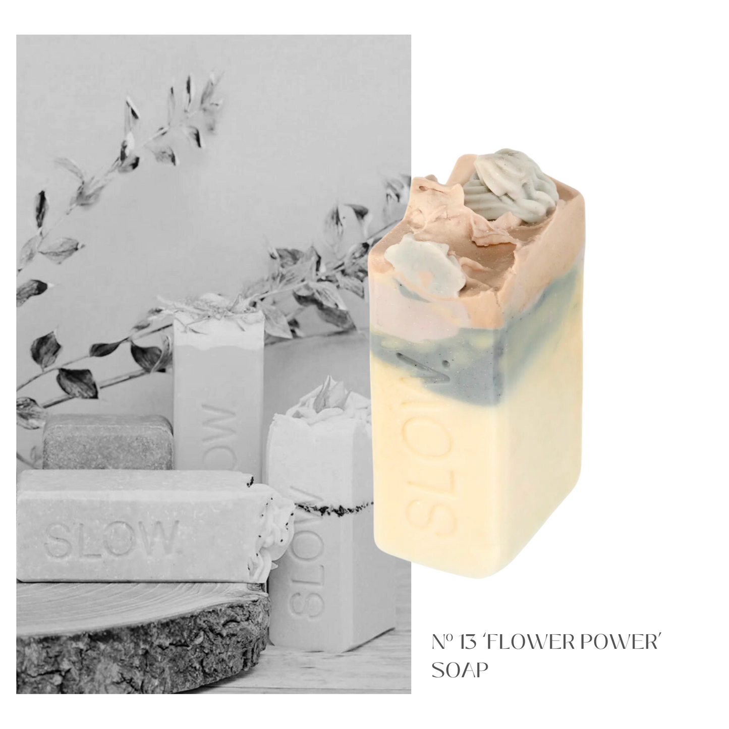 Slow. - Handseife - N°13 - Flower Power Soap mit Zedernholz, Wacholder, Palmarosa und Geranie