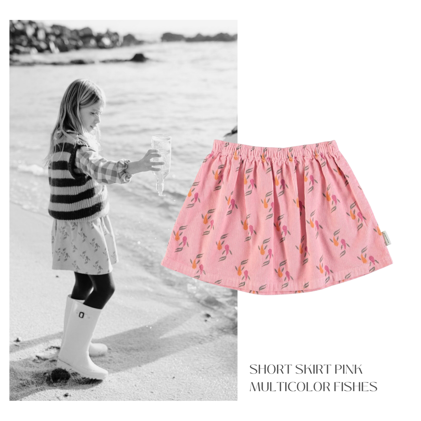 Piupiuchick - Short Skirt Pink w Multicolor Fishes