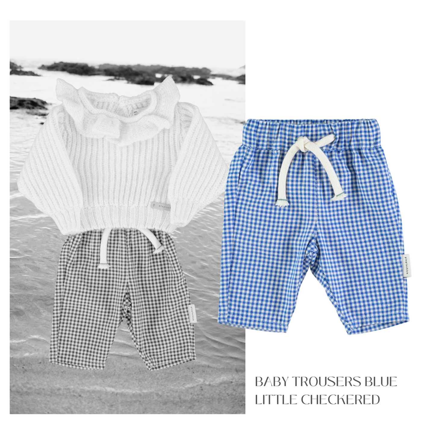 Piupiuchick - Baby Trousers Blue Little Checkered