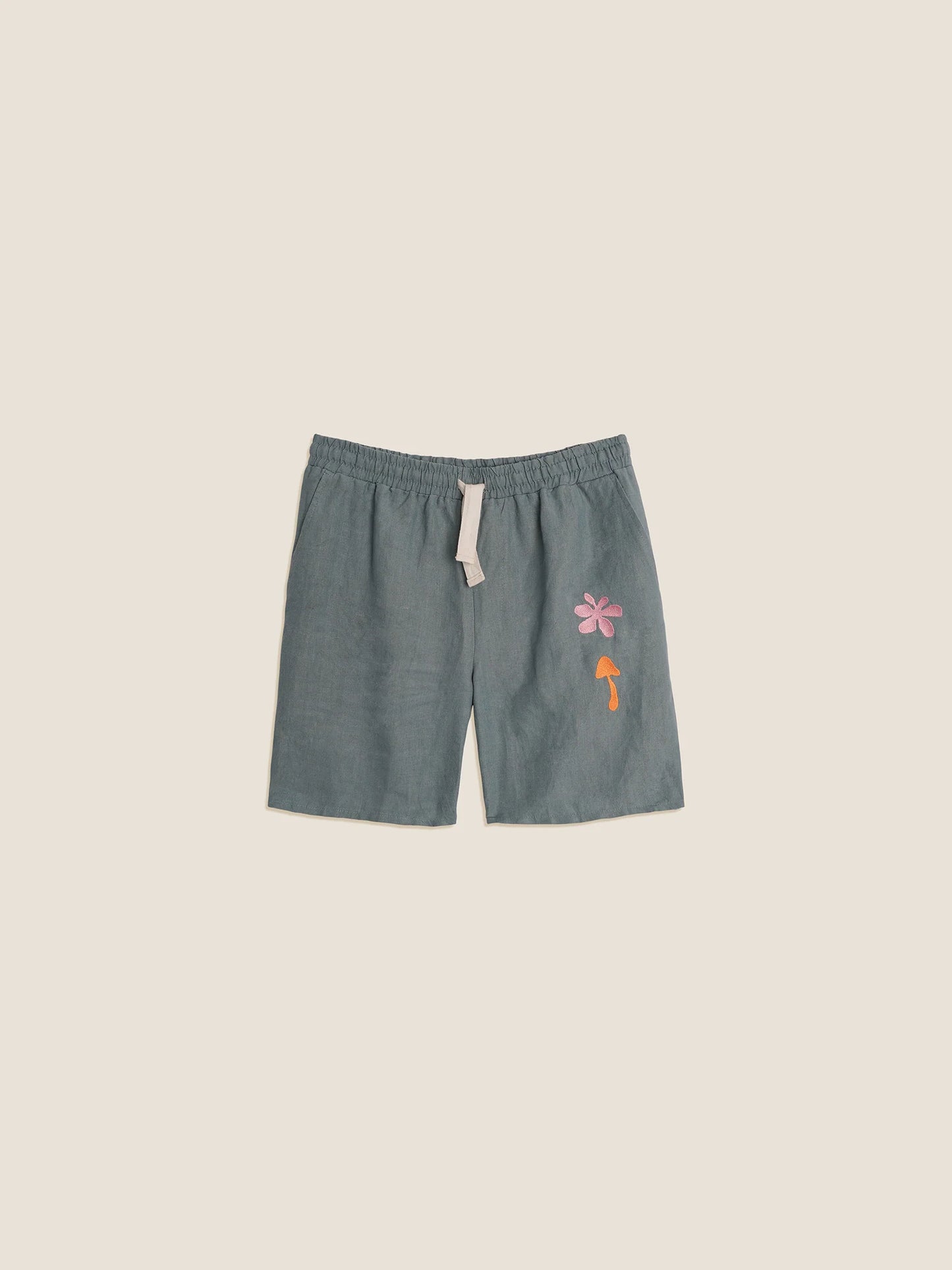 Mustique - Leinen Shorts - blau - bestickt