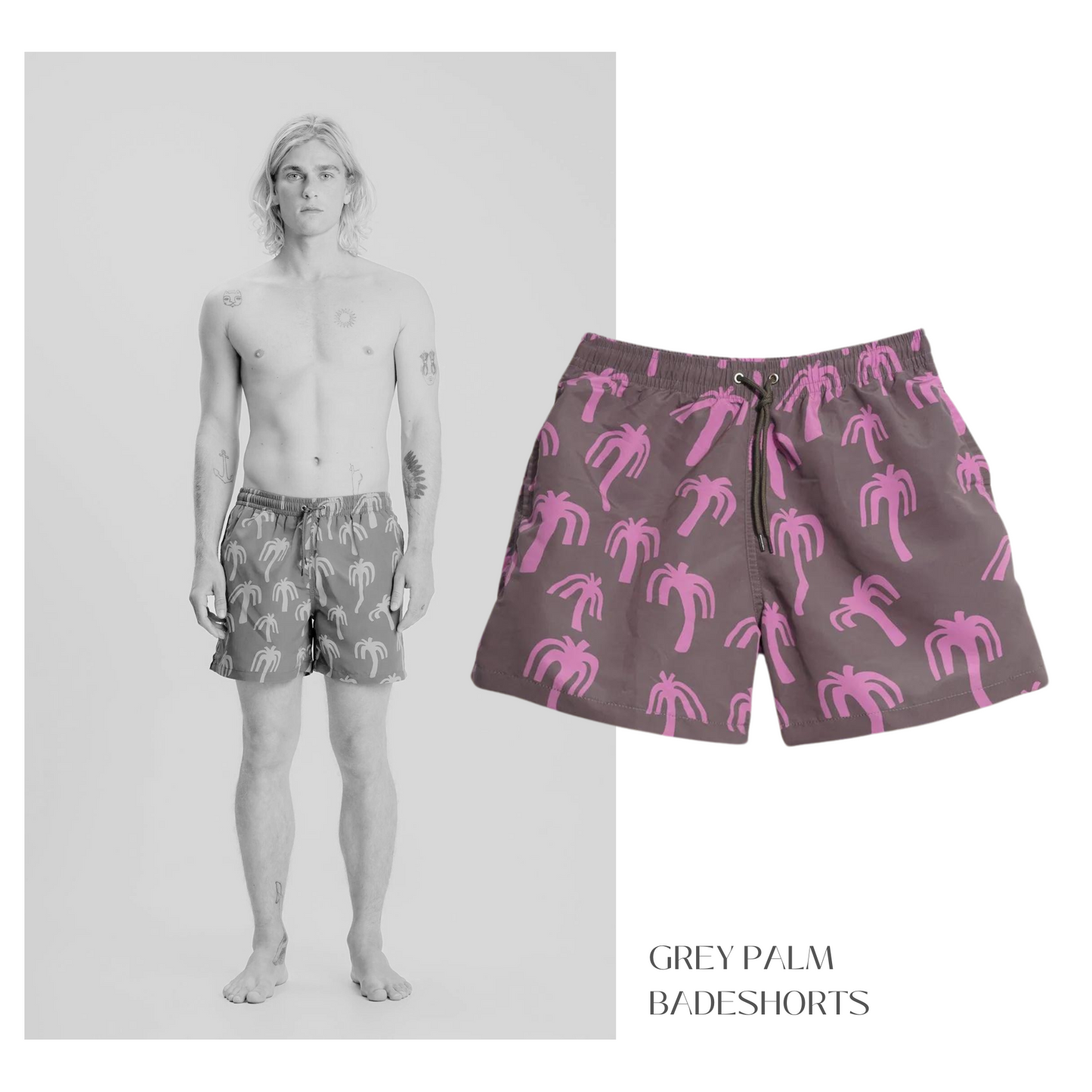 Mustique - Grey palm - Badeshorts