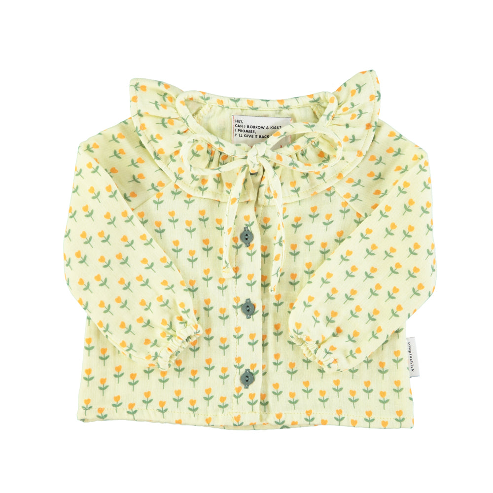 Piupiuchick - Blouse Round Collar Yellow w Little Flowers