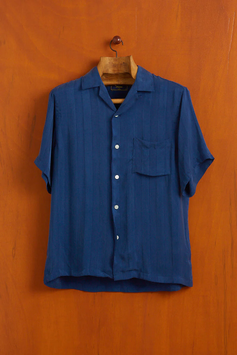 Portuguese Flannel - Cupro Stripe Blau