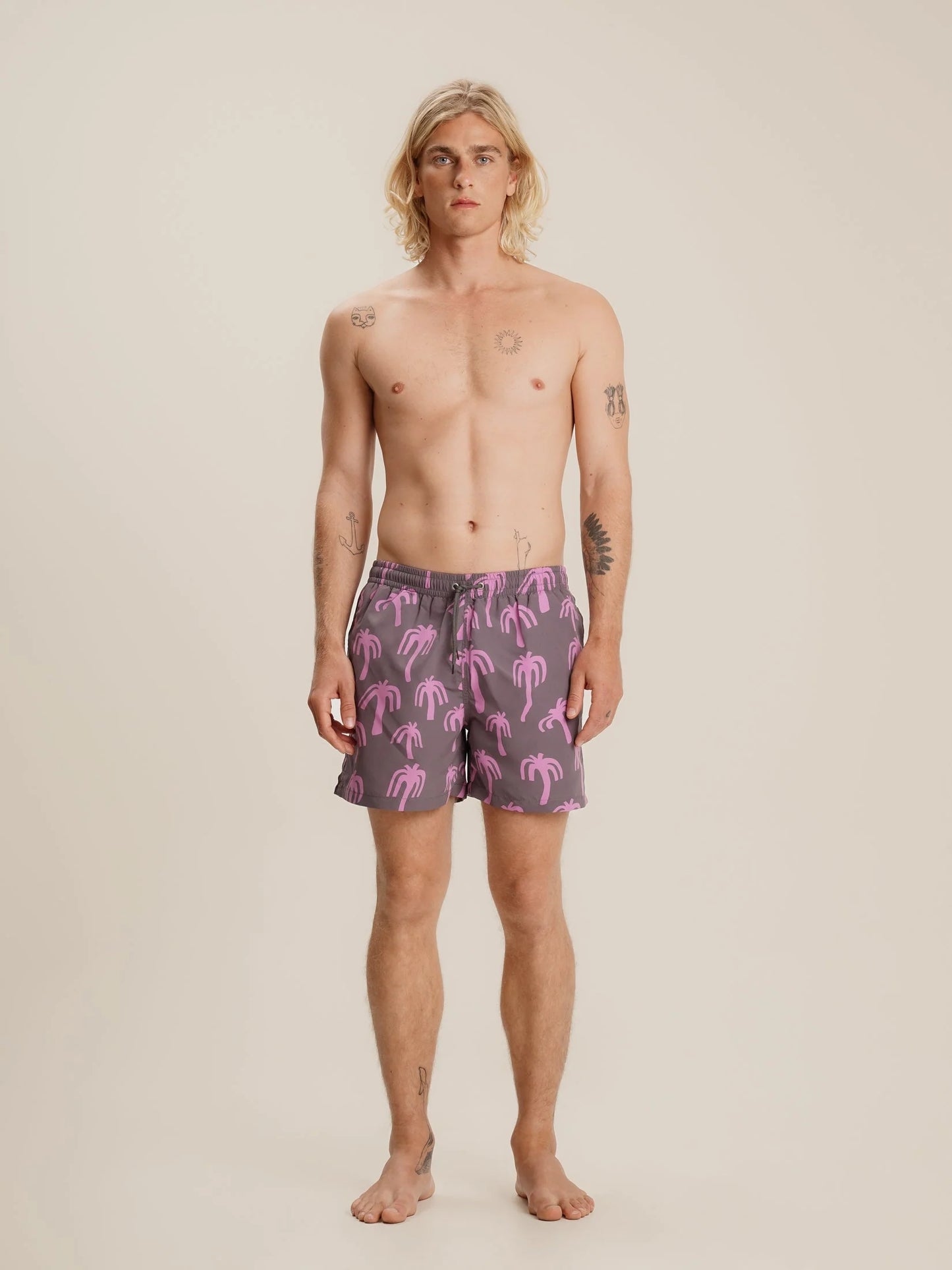 Mustique - Grey palm - Badeshorts