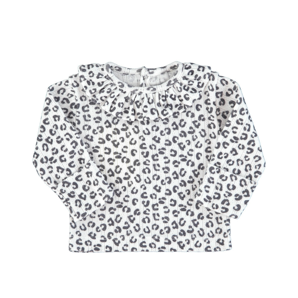 Piupiuchick - Newborn Collar Shirt Ecru w Animal Print