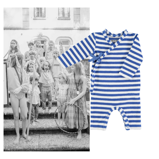 Piupiuchick - Newborn Babygrow Blue & White Stripes SS25