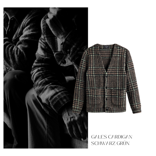 Portuguese Flannel - gales cardigan black green