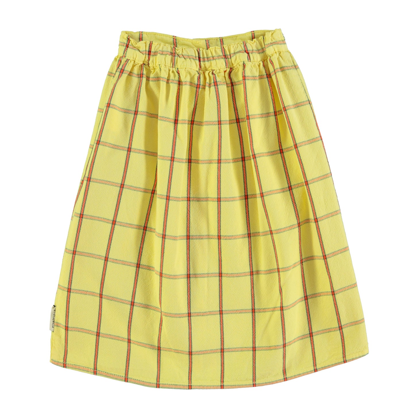 Piupiuchick - Long Skirt Front Pockets Yellow Checkered SS25