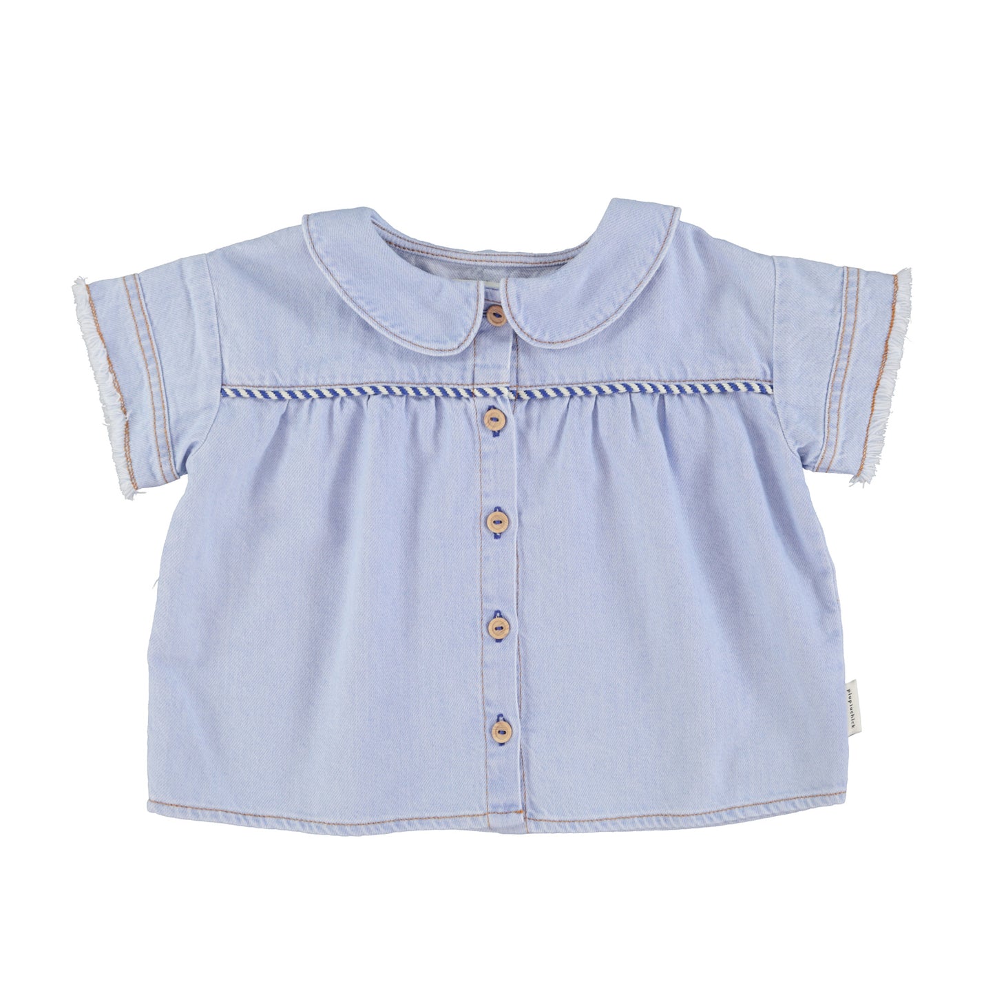 Piupiuchick - Peter Pan Collar Shirt Light Blue Soft Denim SS25