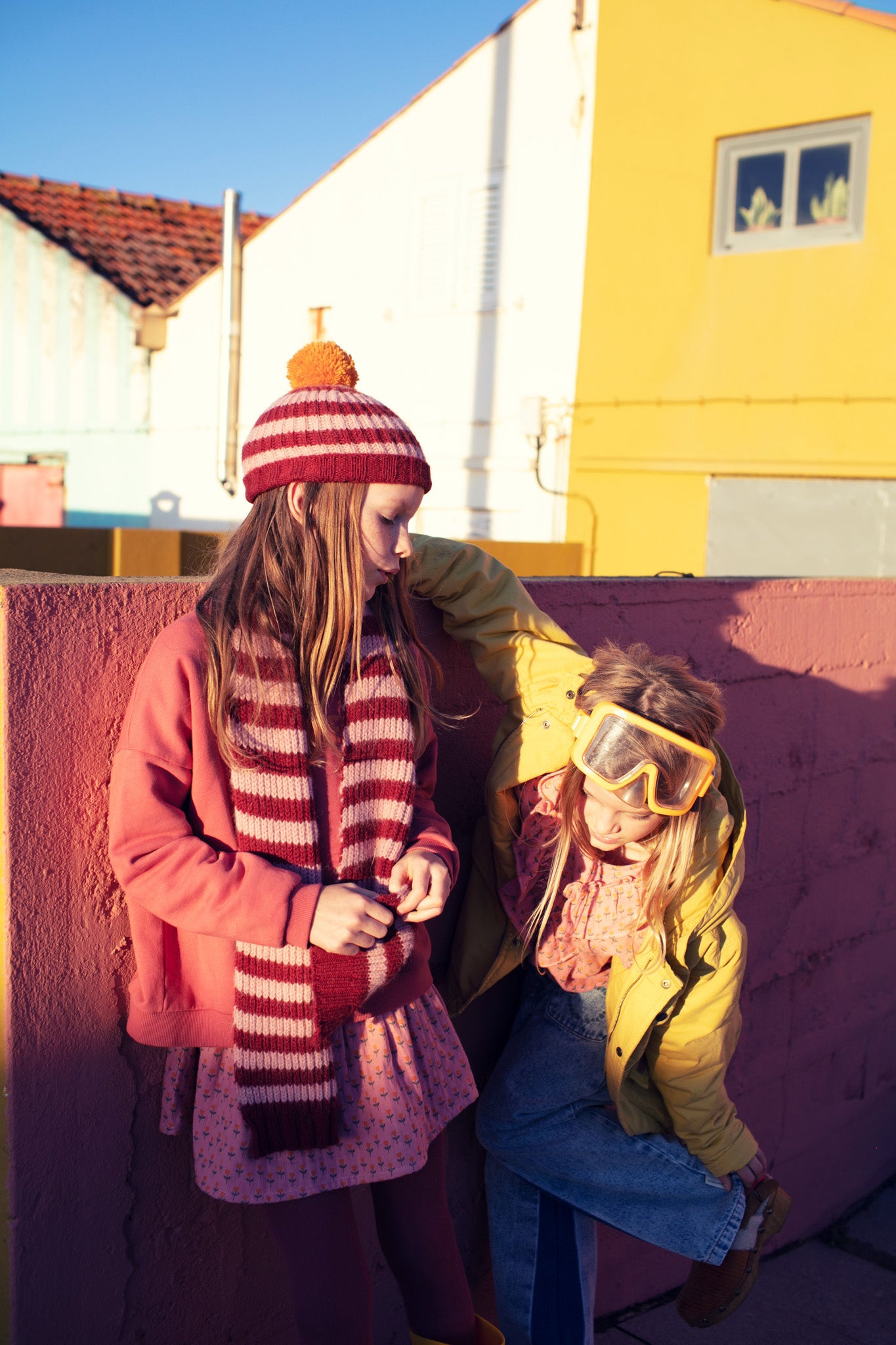 Piupiuchick - Knitted Scarf Pink Raspberry Stripes