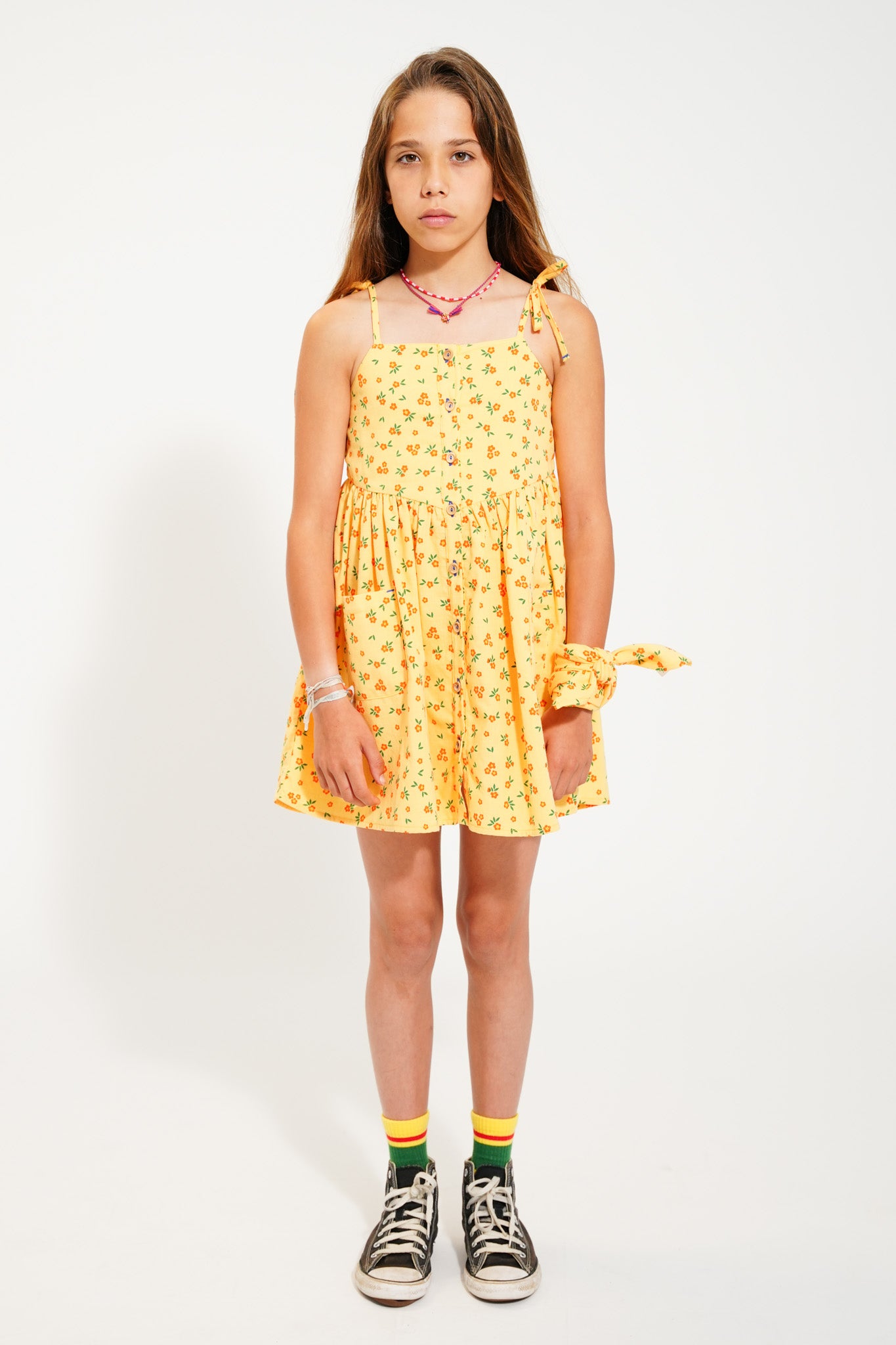 Piupiuchick - Short Dress Yellow Flowers Allover SS25